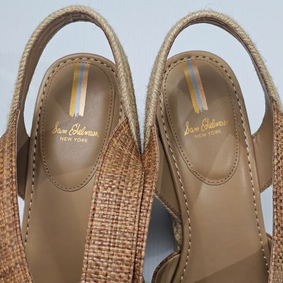 NEW Sam Edelman Vada Espadrille Women 10 Wedge Sandal Platform Woven Brown Jute - Picture 8 of 13